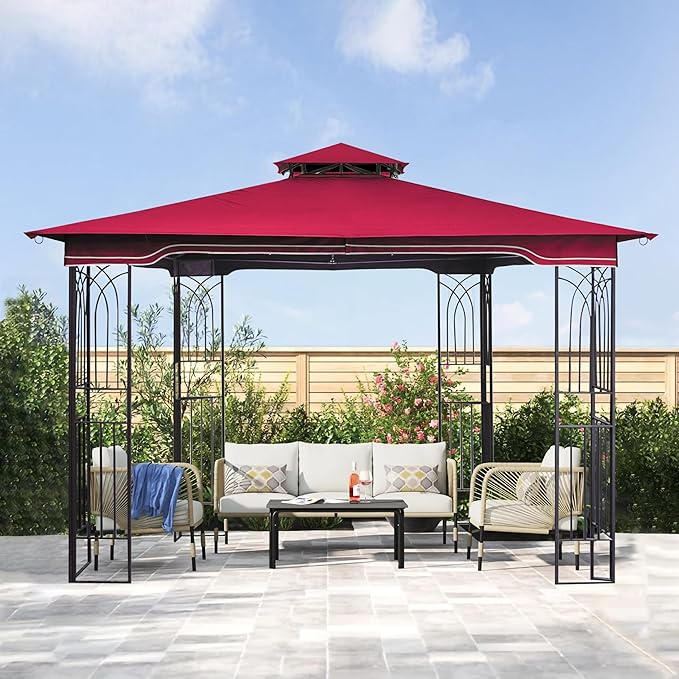 SCOCANOPY Replacement Gazebo Canopy for 10 x 12 Regency II Patio Gazebo Model L-GZ798PST,A101004104,A101004105,(Burgundy)