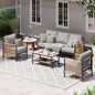 Aluminum Outdoor Patio Furniture Set with Dual-Layer Coffee Table, 4 Piece Modern Patio Conversation Sets with PE Rope, Outdoor Sectional Sofa with Thick Cushions for Balcony, Porch, Gray
