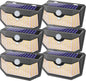 HMCITY 120 LED Outdoor Solar Lights- with Motion Sensor and 3 Lighting Modes, IP65 Waterproof Wide Solar Wall Lights Ideal for Garden Patio Yard (Front Button 6Packs, Black Shell-Warm White)