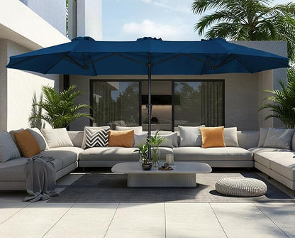 SUPERJARE 13FT Outdoor Umbrella for Patio, Double sided Pool Umbrellas with Fade Resistant Canopy, Large Table Umbrella for Deck, Market, Backyard - Navy Blue