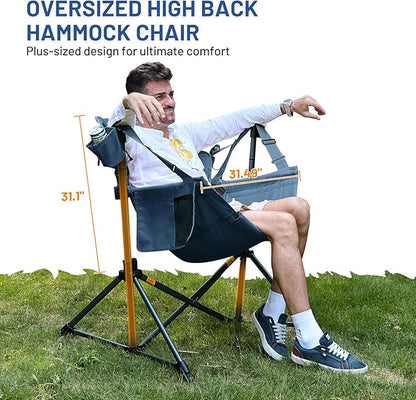 TIMBER RIDGE Hammock Camping Chair, Oversized Swinging Hammock Chair with Adjustable Back and Seat for Outdoor Lawn, Sports, Supports 400lbs, Blue
