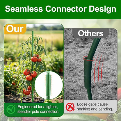 WAENLIR 16 Inch 24 Pack Extendable Garden Stakes Kit, DIY 4ft 5ft 6ft 7ft 8ft Plant Support Stakes with Connectors and Clips, Plastic Coated Metal Sticks for Tomato Indoor Outdoor
