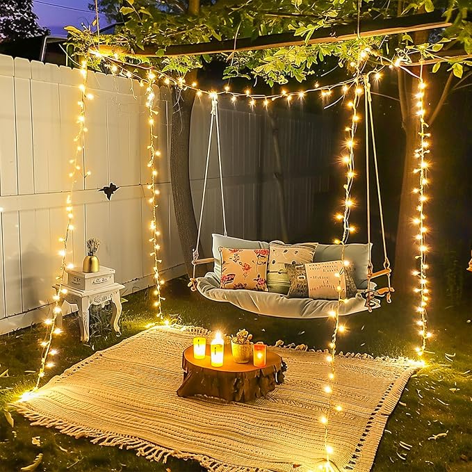 String Lights, 500 LED Warm White Outdoor Christmas Lights, 163 ft