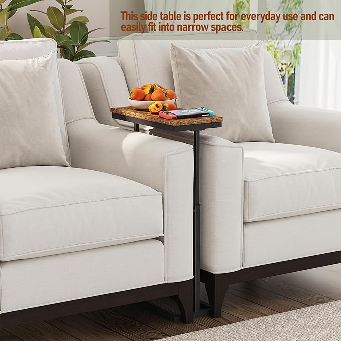 TUTOTAK End Table, Side Table, Tall Couch Table, Sofa Table, Living Room, Bed Room, Brown TB01BB083