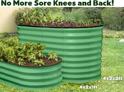 Plant & Plot Galvanized Raised Garden Beds Outdoor // 4×2×2 ft Planter Raised Beds for Gardening, Vegetables, Flowers // Large Metal Garden Box (Light Green) // Patented Tool-Free Design