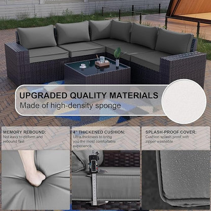 Kullavik 12 Pieces Outdoor Patio Furniture Set PE Wicker Rattan Sectional Sofa Patio Conversation Sets,Grey