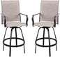 Vongrasig 2 Piece Patio Swivel Bar Chairs, All Weather Metal Textile High Swivel Bar Stools Chairs, Outdoor High Top Bistro Set for Backyard, Lawn Garden, Balcony, Taupe