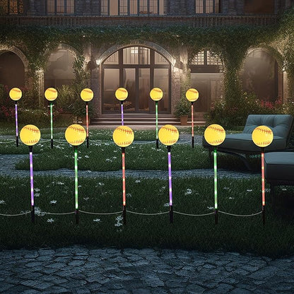 Solar Lights Outdoor, Baseball Theme LED Stake Light for Garden Yard Pathway Patio Walkway Landscape Decoration