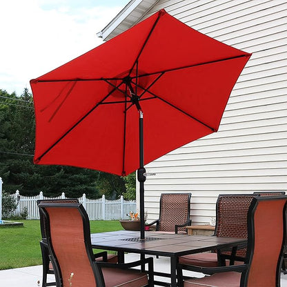 Sunnydaze Outdoor Patio Umbrella - Polyester Table Market Umbrella with Push-Button Tilt and Crank - 6 Sturdy Ribs - Burnt Orange - 7.5ft