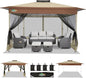 COBIZI 13x13 FT Pop up Gazebo on Clearance - Outdoor pop up Canopy Tent,carpas para Patio, Shelter - Screen Tents with Portable Carry Bag, Patio Gazebos for Camping,Garden,Deck,Backyard,Khaki