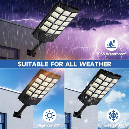 Solar Lights Outdoor Waterproof, 6500K Dusk to Dawn Solar Street Light Motion Sensor with Remote Control, LED Security Light for Outside Garden Yard Parking Lot, Oudoor Flood Lights, 2PACK