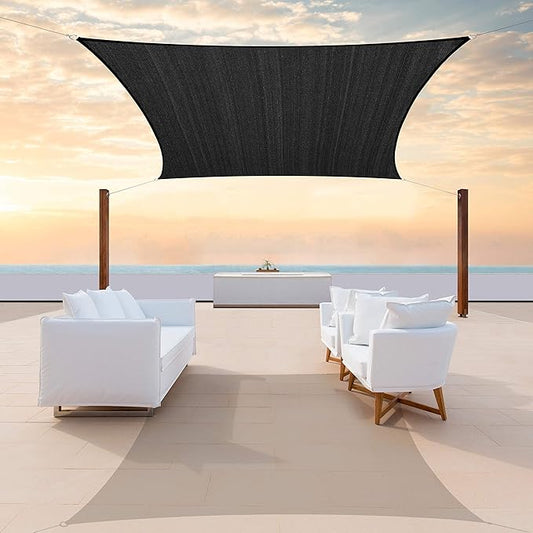 ColourTree TAPR1616 Custom Size 9' x 9' Black Sun Shade Sail Canopy UV Block UPF50 Rectangle - Commercial Standard Heavy Duty - 190 GSM - 3 Years Warranty