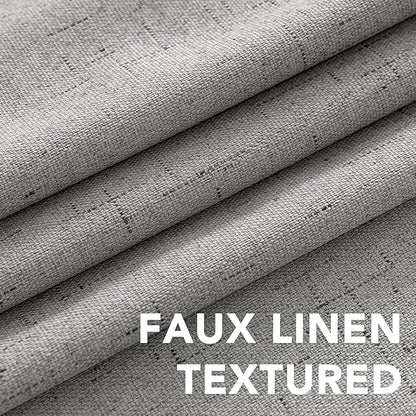 H.VERSAILTEX Linen Curtains 100% Blackout Curtains for Bedroom 90 inch Long Full Light Blocking Nature Linen Blended Window Curtains for Living Room Nickel Grommet (2 Panels, Dove Gray)