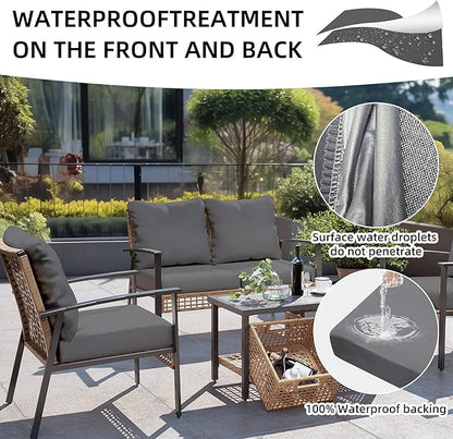 Cushion Covers, 14 Pack, Grey Stretch-Fit for Patio Furniture