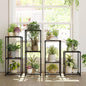 Bamworld Plant Stands Indoor 4 Sets Plant Shelves Outdoor Metal Plant Holder for Multiple Plants Flower Stands Window
