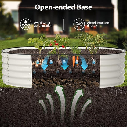 Raised Garden Bed Kit, 6x3x1.5 ft Galvanized Planter Box Outdoor with Safety Edging, Large Metal Raised Beds for Gardening Vegetables Flower Herb (Pearl White)