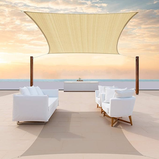 ColourTree TAPR1616 Custom Size 15' x 19' Beige Sun Shade Sail Canopy UV Block UPF50 Rectangle - Commercial Standard Heavy Duty - 190 GSM - 3 Years Warranty