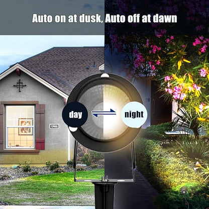 10W Dusk to Dawn Led Light 120V 3000K 1000lm Warm White Landscape Outdoor Spotlights with Photocell Sensor IP65 Waterproof Spot Lights for Yard Flag Garden Tree