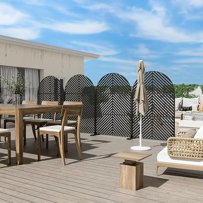 Casaphoria 72" H x 47" W Arched Metal Privacy Screen - Elegant Freestanding Outdoor Screen for Deck, Patio & Balcony - Versatile Decorative Privacy Panels for Home & Garden Use (Black-Paralle)