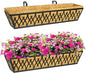 2 Pack 30 Inch Window Boxes Planters Railing Planter Box with Adjustable Brackets for Porch Fence Patio Balcony Hanging Flower Baskets with Coco Liners for Outdoor Garden Decor - Black