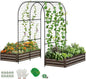 DoCred 3 in 1 Raised Garden Bed with 87in Tall Arch Trellis for Climbing Plants, Galvanized Planter Garden Box Outdoor for Gardening, Climbing Vegetables, Flower