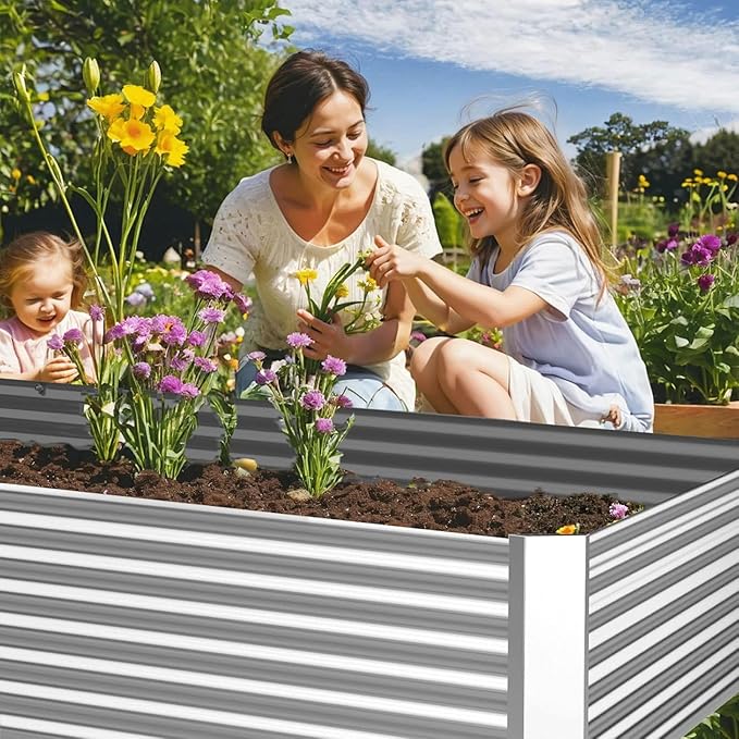 3 Pack 6x3FT Corrugated Galvanized Steel Raised Garden Bed Outdoor, Metal Above Ground Garden Bed for Vegetables and Flowers, Rectangle Raised Beds for Gardening