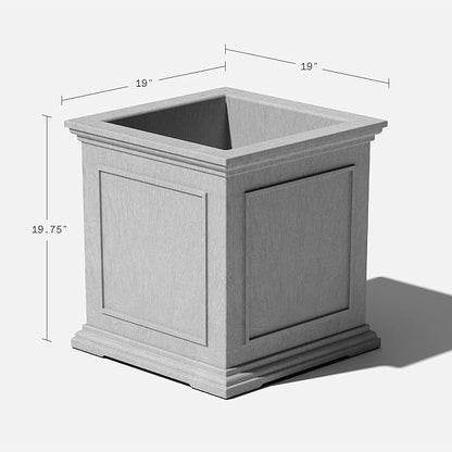 Veradek Brixton Series Cube Plastic Planter - Square Planter for Indoor or Outdoor Patio/Front Porch | Durable All-Weather Use w/Drainage Holes | Classic Estate Design for Flowers, Tall Plants, Trees