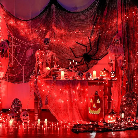Red String Lights, 500 LEDs, 173 Ft, IP44 Waterproof