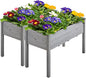 Yaheetech 2pcs Raised Garden Bed Outdoor Horticulture with Legs Elevated Wood Raised Planter Boxes w/Stable Rectangle Structure Standing Planter for Vegetables Flowers Herbs Planting, Gray