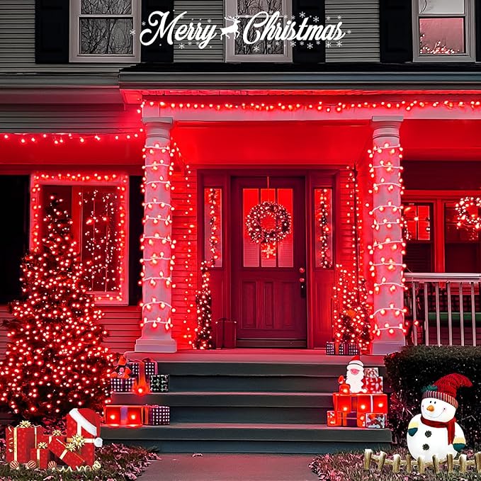 Red String Lights, 500 LEDs, 173 Ft, IP44 Waterproof