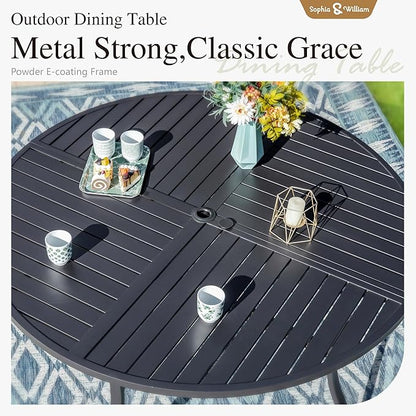 Sophia and William Outdoor Patio Dining Set for 4, Outdoor Table and Chairs, Removable Seat Cushions, Black 42" Round Patio Dining Table