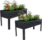 MGNO 2PCS Galvanized Raised Garden Bed Outdoor with Legs,48×18×32in Metal Elevated Raised Planter Box for Backyard, Patio, Balcony, 300lb Capacity,Black