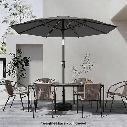 AreShark 9 FT Patio Umbrella for Outdoor, Outdoor Table Umbrella with Push Button Tilt and Crank, Outdoor Patio Umbrellas with 8 Sturdy Ribs for Market, Garden, Pool (Gray)