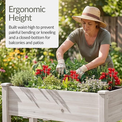 Best Choice Products 48x24x30in Raised Garden Bed, Elevated Wood Planter Box Stand for Backyard, Patio, Balcony w/Bed Liner, 200lb Capacity - White