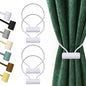 Hion Magnetic Curtain Tiebacks White 4 Pack, Curtain Tiebacks Buckles Holdbacks Holders Hooks Clip for Home Bedroom Office
