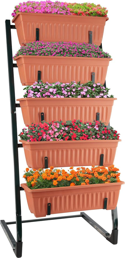 Raised Garden Beds - 5 Tier Vertical Garden Planter - Planters for Outdoor Plants - Gardening and Greenhouse Accessories by Pure Garden (Terracotta)