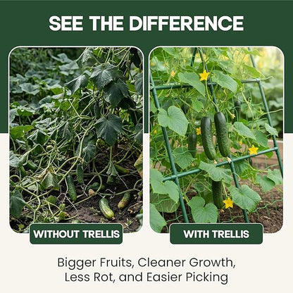 50x50 Cucumber Trellis for Raised Bed - A Frame Garden Trellis for Climbing Plants Outdoor - Cucumbers, Pea, Zucchini, Squash,Tomato, Green Bean, Vine, Watermelon, Melon, Pumpkin