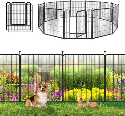 Garden Fence with Gate Metal Fencing Outdoor by Jhsomdr