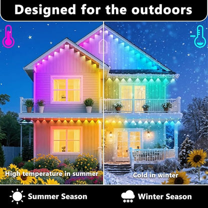 300FT/90M Permanent Outdoor RGB Lights, IP67 Waterproof Smart Eave Lighting, with App/Remote Control Eaves Light, DIY LED Scenes Modes for House Roof Decor,Party