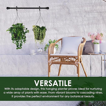 10in Euro Hanging Planters for Indoor Plants 2 Pieces 10inch Hanging Planter with (2) 40cm Hooks, Self Watering Indoor Outdoor Hanging Pots with Drainage Holes and Removable Drip Tray