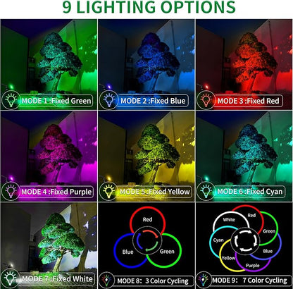 JSOT 4 Pack Halloween Solar Spot Lights Outdoor- RGB Solar Lights Outdoor Waterproof Color Changing Spotlights Christmas Decor, Outside Landscape Lighting for Yard Driveway Tree