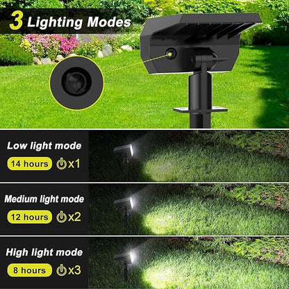 Solar Spot Lights Outdoor Waterproof IP65, [4 Pack/52 LED] 2-in-1 Solar Landscaping Spotlights, 3 Lighting Modes Solar Powered Garden Flood Light for Patio Pathway Driveway Yard Pool (Cool White)