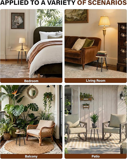 Plant Stand Indoor 14'': Indoor Plant Stand 2 Pack Metal Plant Table - Wood Plant Stool Outdoor Small Round Side End Table Mid Century Modern Decor - Home Decor