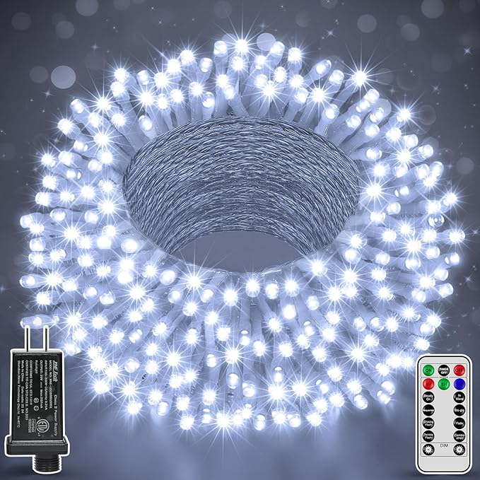 String Lights 196 ft 600 LED Cool White Outdoor Waterproof