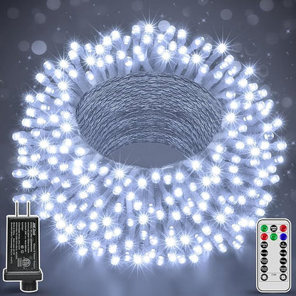 String Lights 196 ft 600 LED Cool White Outdoor Waterproof