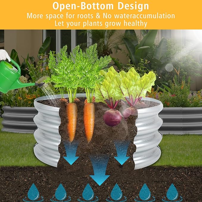 Garden Galvanized Raised Garden Bed Kit - Metal Planter Box for Vegetables/Herbs/Flowers, Heavy-Duty Steel Outdoor Garden Box with Reinforced Edges (2x2x1 FT)