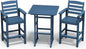 SERWALL Balcony Adirondack Chairs and Table 3 Pieces Set, Adirondack Bar Height Chairs Set of 2 and Bar Table, Outdoor Bar Stools Set for Bistro, Poolside, Backyard, Blue