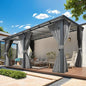AECOJOY 16' x 10' Gazebo Outdoor Pergola for Patio with Curtains and Netting, Large Wall-Mounted Hardtop 10x16 Lean to Metal Gazebo Shelter Pergolas and Gazebos Clearance with Patio Roof