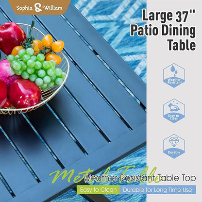 Sophia & William Patio Dining Set 5 Pieces Outdoor Furniture Set for 4 Patio Swivel Chairs Textilene Padded with 1 Metal Umbrella Table 6 Person for Lawn Garden