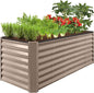 Best Choice Products 8x2x2ft Raised Outdoor Metal Garden Bed, Deep Root Box Planter for Vegetables, Flowers, Herbs, 240 Gallon Capacity, 100% Non Toxic Materials - Taupe